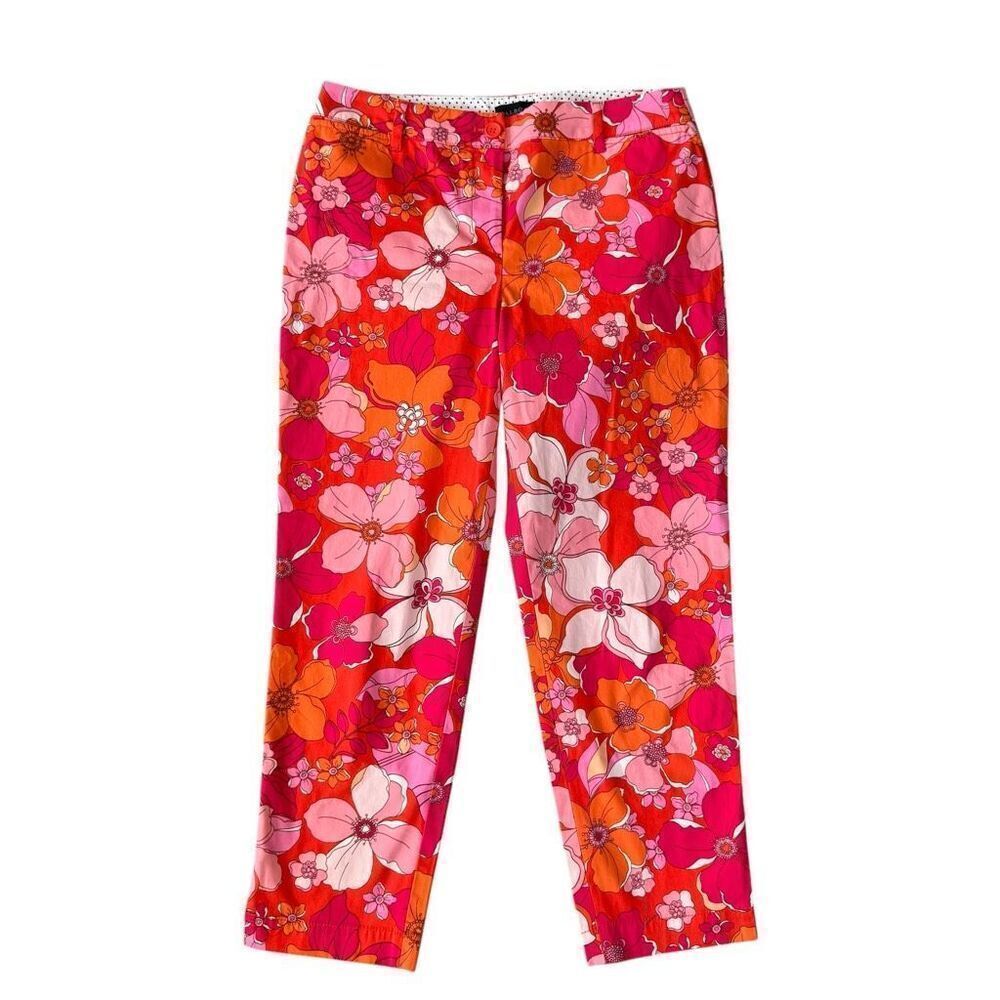 Talbots Pink & Orange Floral Cropped Pants